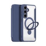 Dux Ducis Samsung Galaxy S25 Plus (SM-S936) skin x pro tok álló, bőr hatású (flip, rfid, kitámasztó, magsafe) sötétkék