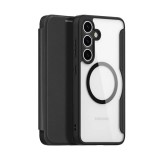 Dux Ducis Samsung Galaxy S25 (SM-S931) skin x pro tok álló, bőr hatású (flip, oldalra nyíló, rfid, magsafe) fekete