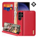 Dux Ducis Samsung Galaxy S25 Ultra (SM-S938) hivo tok álló, valódi bőr (flip, asztali tartó, kártyazseb, rfid) piros