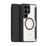 Dux Ducis Samsung Galaxy S25 Ultra (SM-S938) skin x pro tok álló, bőr hatású (flip, oldalra nyíló, rfid, magsafe) fekete