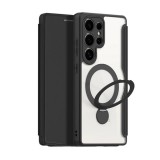 Dux Ducis Samsung Galaxy S25 Ultra (SM-S938) skin x pro tok álló, bőr hatású (flip, rfid, kitámasztó, magsafe) fekete