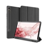 Dux Ducis Samsung Galaxy Tab S9 LTE (SM-X716) domo tok álló, (aktív flip, trifold, s pen tartó, textil minta) fekete