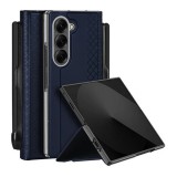 Dux ducis Samsung Galaxy Z Fold7 (SM-F966) bril  (ütésálló, bőr hatás, asztali tartó, ceruzatartó, rombusz) sötétkék
