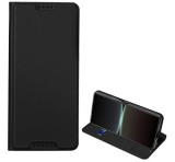 DUX DUCIS SKIN PRO tok álló, bőr hatású (FLIP, oldalra nyíló, bankkártya tartó, asztali tartó funkció) FEKETE Sony Xperia 5 IV (XQCQ54)