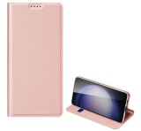 DUX DUCIS SKIN PRO tok álló, bőr hatású (FLIP, oldalra nyíló, kártyazseb, asztali tartó) RÓZSASZÍN Samsung Galaxy S23 FE (SM-S711)