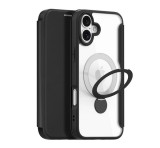 DUX DUCIS SKIN X PRO tok álló, bőr hatású (FLIP, oldalra nyíló, RFID, kitámasztó, MagSafe) FEKETE Apple iPhone 16