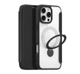 DUX DUCIS SKIN X PRO tok álló, bőr hatású (FLIP, oldalra nyíló, RFID, kitámasztó, MagSafe) FEKETE Apple iPhone 16 Pro