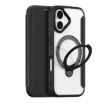 DUX DUCIS SKIN X PRO tok álló, bőr hatású (FLIP, oldalra nyíló, RFID, kitámasztó, MagSafe) FEKETE Apple iPhone 17