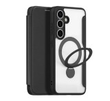 DUX DUCIS SKIN X PRO tok álló, bőr hatású (FLIP, oldalra nyíló, RFID, kitámasztó, MagSafe) FEKETE Samsung Galaxy S25 Plus (SM-S936)