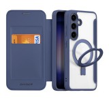 DUX DUCIS SKIN X PRO tok álló, bőr hatású (FLIP, oldalra nyíló, RFID, kitámasztó, MagSafe) SÖTÉTKÉK Samsung Galaxy S24 Plus (SM-S926)