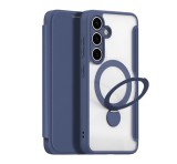 DUX DUCIS SKIN X PRO tok álló, bőr hatású (FLIP, oldalra nyíló, RFID, kitámasztó, MagSafe) SÖTÉTKÉK Samsung Galaxy S25 Plus (SM-S936)