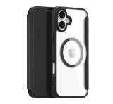 DUX DUCIS SKIN X PRO tok álló, bőr hatású (FLIP, oldalra nyíló, RFID, MagSafe) FEKETE Apple iPhone 16 Plus