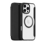 DUX DUCIS SKIN X PRO tok álló, bőr hatású (FLIP, oldalra nyíló, RFID, MagSafe) FEKETE Apple iPhone 16 Pro