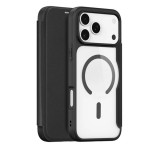 DUX DUCIS SKIN X PRO tok álló, bőr hatású (FLIP, oldalra nyíló, RFID, MagSafe) FEKETE Apple iPhone 17 Pro