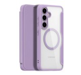 DUX DUCIS SKIN X PRO tok álló, bőr hatású (FLIP, oldalra nyíló, RFID, MagSafe) LILA Samsung Galaxy S25 (SM-S931)