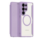 DUX DUCIS SKIN X PRO tok álló, bőr hatású (FLIP, oldalra nyíló, RFID, MagSafe) LILA Samsung Galaxy S25 Ultra (SM-S938)