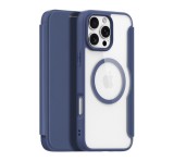 DUX DUCIS SKIN X PRO tok álló, bőr hatású (FLIP, oldalra nyíló, RFID, MagSafe) SÖTÉTKÉK Apple iPhone 16 Pro