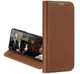 DUX DUCIS SKIN X2 tok álló, bőr hatású (FLIP, közepesen ütésálló, oldalra nyíló, asztali tartó, prémium) BARNA Xiaomi Redmi Note 12 5G, Xiaomi Poco X5 5G