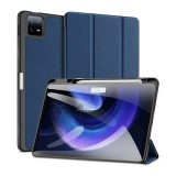 Dux ducis Xiaomi Pad 6 domo tok álló, bőr hatású (aktív flip, trifold, asztali tartó, ceruza tartó) sötétkék