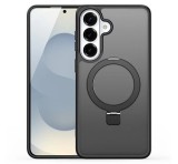 DUX DUCIS YIND szilikon telefonvédő (ütésállóság, kameravédő, matt, MagSafe, kitámasztó) FEKETE Samsung Galaxy S26 (SM-S942)