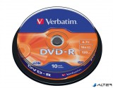 DVD-R lemez, AZO, 4,7GB, 16x, 10 db, hengeren, VERBATIM