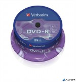 DVD+R lemez, AZO, 4,7GB, 16x, 25 db, hengeren, VERBATIM