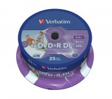 DVD+R lemez, kétrétegű, nyomtatható, no-ID, 8,5GB, 8x, hengeren, VERBATIM "Double Layer"