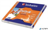 DVD-R lemez, nyomtatható, matt, ID, 4,7GB, 16x, 1 db, normál tok, VERBATIM
