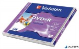 DVD+R lemez, nyomtatható, matt, ID, 4,7GB, 16x, 1 db, normál tok, VERBATIM