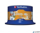 DVD-R lemez, nyomtatható, matt, no-ID, 4,7GB, 16x, hengeren, VERBATIM