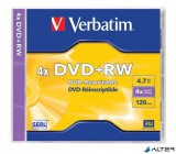DVD+RW lemez, újraírható, 4,7GB, 4x, 1 db, normál tok, VERBATIM