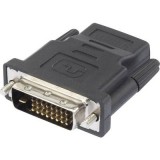 DVI - HDMI átalakító adapter, 1x DVI dugó 24+1 pól. - 1x HDMI aljzat, fekete, Renkforce (RF-4212228)