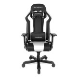 DXRacer King Series OH/KA99 - chair - aluminum, polyurethane faux leather, high-density molded foam, steel frame, cold molded foam - black, white (OH-KA99-NW) - Gamer Szék