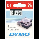 DYMO "D1" Feliratozógép kazetta 6 mm x 7 m fekete-fehér (S0720780) (GD43613)