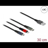 Delock 87236 3az1-ben USB 2.0 A - Lightning/USB Micro-B/USB Type-C töltő kábel 30cm (87236) (delock87236) - Adatkábel