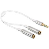 Delock Cable Audio Stereo jack male 3.5 mm>2xStereo jack female 3 pin 25cm,white