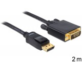 DeLock Displayport 1.2 male > DVI-I (24+1 Dual Link) male passive cable 2m Black 82591