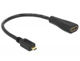 DeLock HDMI-micro D male to HDMI-A female kábel 23cm Black 65391