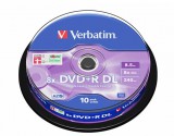 Dvd+r lemez, kétréteg&#369;, 8,5gb, 8x, 10 db, hengeren, verbatim "double layer" 43666
