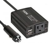 E-Zone 150W Szivargyújtós Digitális Adapter/Inverter, 220V-os kimenettel fekete