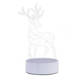 E-Zone 3D LED Karácsonyi Ablakdísz, Rénszarvas formájú színes ünnepi fények, USB-s talppal, 23cm magas