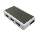 E-Zone 4-portos USB Hub Elosztó/Töltő, BYL-1812 (USB-A -> 4xUSB3.0), fekete-fehér