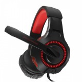 E-Zone Gamer USB Headset, G-50 USB és 3,5mm jack vezetékes Fejhallgató mikrofonnal, hangerőszabályzó, piros-fekete