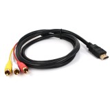 E-Zone HDMI/3RCA átalakító kábel, 1,5 méter, HDMI-ről 3RCA Video Audio AV-re továbbítja a jelet, fekete