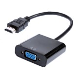 E-Zone HDMI->VGA átalakító adapter, HDMI apa -> VGA anya, 0.2 méter, Fekete