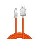 E-Zone JKT folyékony szilikon töltő kábel, USB-C/USB csatlakozó, 120W gyors töltés, 1 méter, narancssárga