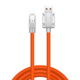 E-Zone JKX folyékony szilikon töltő kábel, Lightning és USB csatlakozó, 3A gyors töltés, 1 méter, narancssárga