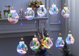 E-Zone Összefűzhető Christmas Tree/Karácsonyfás Gömbök Fenyőtobozzal, 3m, LED fényfüzér, 8 világítási mód, 10db gömb, zöld-piros-kék-sárga ünnepi fények