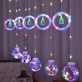 E-Zone Összefűzhető Karácsonyfa Gömbök, 3m, LED fényfüzér, 8 világítási mód, 10db gömb, zöld-piros-kék-sárga ünnepi fények