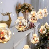 E-Zone Összefűzhető Santa Claus/Mikulás Gömbök, 3m, LED fényfüzér, 8 világítási mód, 10db gömb, meleg ünnepi sárga fények